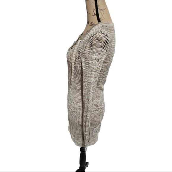 Inc Metallic Gold Thread Asymmetrical Hem Laced Front Sweater Cover Up Med - Picture 3 of 8